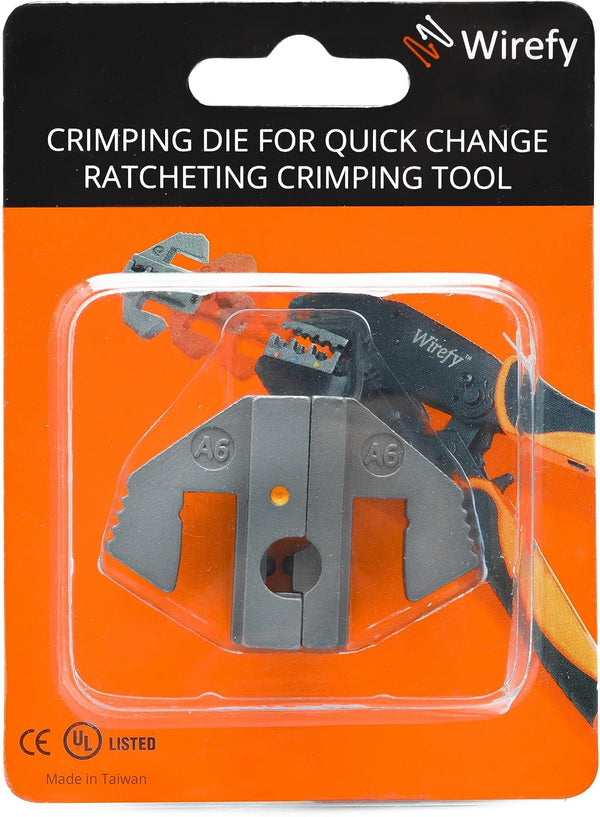 Wirefy ICD-A6 Crimping Die for Insulated Flag Connectors 12-10 AWG – Interchangeable Quick-Change Die for Wirefy Crimping Tools – Precision Crimp