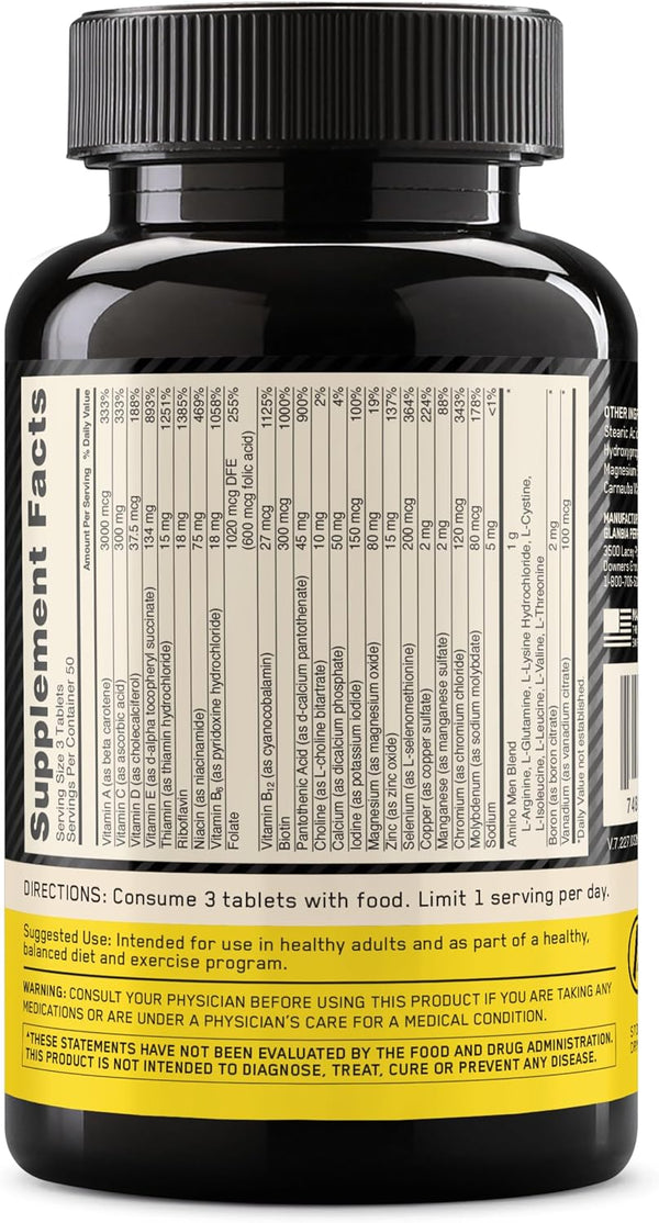 Optimum Nutrition Opti-Men, Vitamin C, Zinc and Vitamin D, E, B12 for Immune Support Mens Daily Multivitamin Supplement, 150 Count (Packaging May