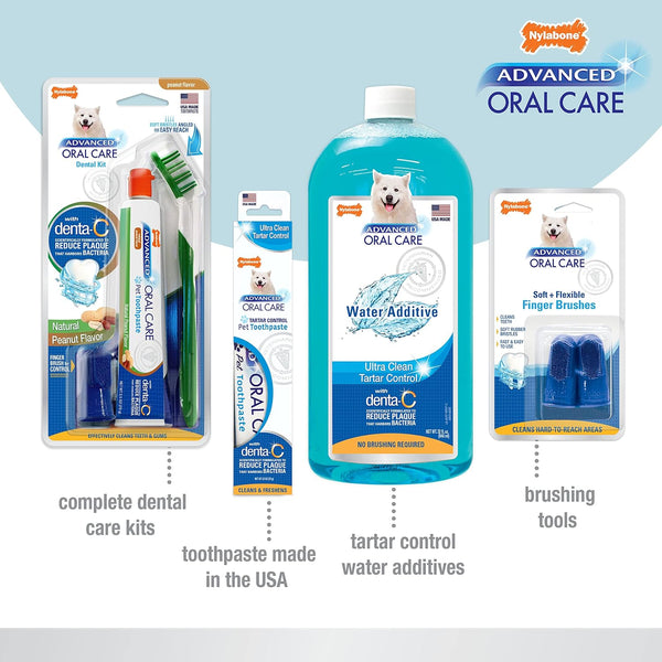 Nylabone Advanced Oral Care Pet Dental Water Additive, Liquid Tartar Remover & Breath Freshener for Dogs, Dog Teeth-Cleaning, Peppermint Flavor,