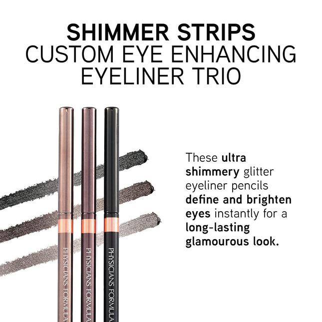 Physicians Formula Shimmer Eyeliner Pencil Set of 3, Black, Dark Brown, Brown, C