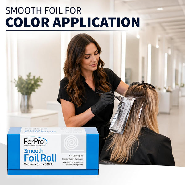 ForPro Professional Collection Smooth Aluminum Foil Roll, 320 Ft Hair Foils for Color Application and Highlighting Services, Silver, Medium, 5" W