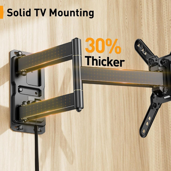 Perlegear Lockable RV TV Mount for 13–43 inch TVs up to 44 lbs, Full Motion RV TV Wall Mount with Swivel, Tilt, Pull Cord Lock, RV TV Mount for