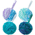 Amazerbath Loofah Sponge 75G/Piece, Exfoliating Bath Sponge Body Scrubber - Loofa Set of 4 Flower Color (Large, Green-Purple)