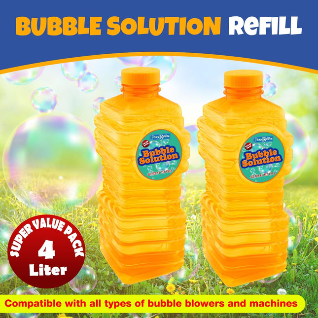 Bubble Solution | Bubbles Refill Solution 4L/136Oz. | 2-Pack Ready to Use Soluti