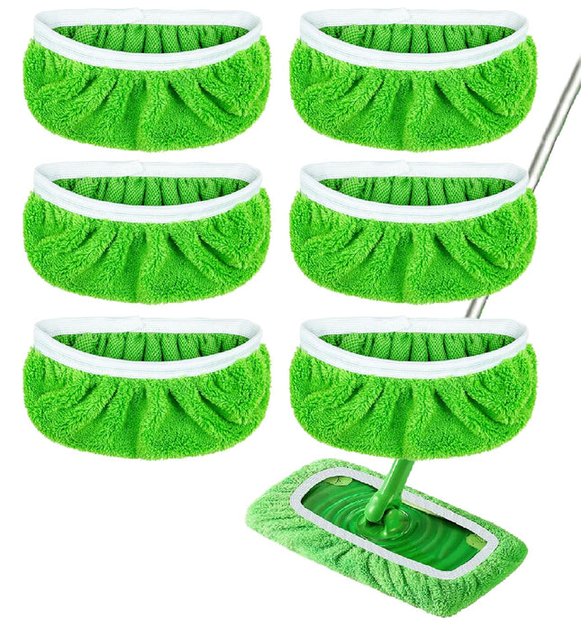 6 Pack Reusable Microfiber Mop Pads for Swiffer Sweeper - Wet & Dry Cleaning Cloths - Mop Head Replacement Washable Refi