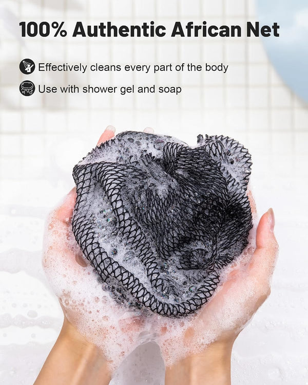 MTDLYICE African Net Sponge 2 Pack, Back Scrubber for Shower, XL 80CM Exfoliating Washcloth, African Net Sponge Authentic, Body Scrubber