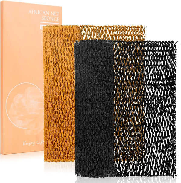 MTDLYICE African Net Sponge 2 Pack, Back Scrubber for Shower, XL 80CM Exfoliating Washcloth, African Net Sponge Authentic, Body Scrubber