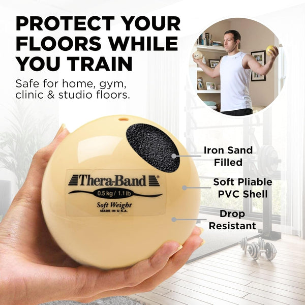 THERABAND Soft Weight, 4.5" Diameter, Weighted Balls for Baseball, Weighted Balls for Softball, Hand Held Ball Shaped Isotonic, Shoulder Strength,