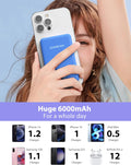 miisso 6000mah Ultra Slim Built in Cables Power Bank, Card Size Built in USB C Cords Battery Pack Portable Charger for Phones, 3 Output External