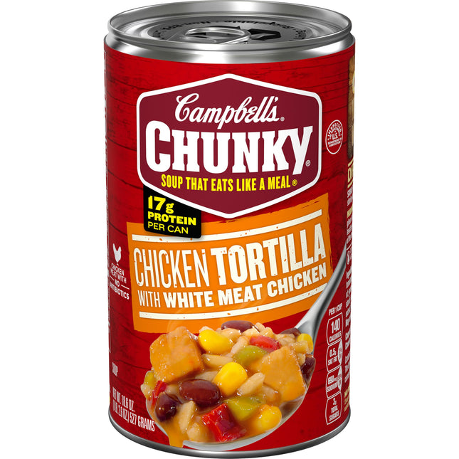Campbell's Chunky Soup, Chicken Tortilla Soup with Grilled White Meat Chicken, 18.6 Oz Can Chicken Tortilla 18.6 Ounce (Pack of 1)