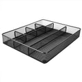 Amazon Basics Metal Mesh Desk Organizer with 6 Compartments, Anti-Slip Pen Holder Storage Tray for Office Supplies and Home, Black 1