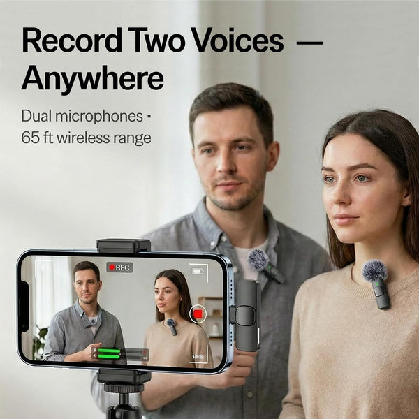 Mini Mic Pro (Latest Model – Microphone for iPhone & Android, Wireless Mini Microphone, Clear Voice, Noise Cancelling, Lavalier Mic for TikTok,