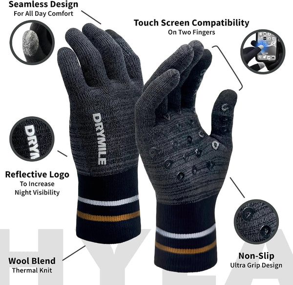DRYMILE HYLA Waterproof Wool Blend Gloves, Touchscreen, Non-Slip Grip | Waterproof breathable membrane, warm wool blend lining, touchscreen
