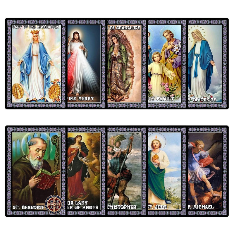 ESNOY Catholic Prayer Cards, Prayer Cards Catholic Saints Set of 10 Holy Prayer Cards, Catholic Religious Gifts for Women, Men, Mother, Father,