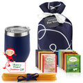 Tea Lovers Gifts Basket - Gift Set Include Temperature Retention Cup 12 Special Blend Teabags & Honey Presented in Beautiful Gift Bag for Women &