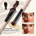Jessup Face Makeup Brushes 3pcs Double Ended Makeup Brush Set for Foundation Contour Blush Highlight and Powder, Premium Synthetic Make up Brushes