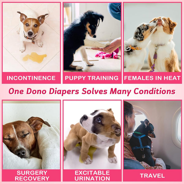 Dono Disposable Pet Diapers for Female Dogs Super Absorbent Soft Heating and Pee Puppy Diapers Female Liners, Including 20pcs XXS Diapers for Dogs