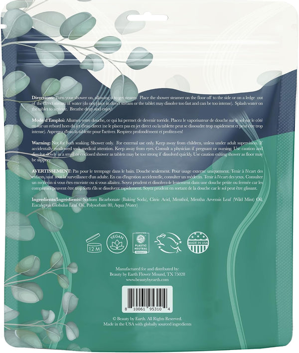 Shower Steamers Aromatherapy - USA Made with Natural & Organic Ingredients Eucalyptus Mint 7 Count (Pack of 1)