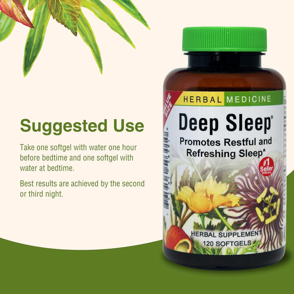 Herbs Etc. Deep Sleep Softgels - Holistic Rest Supplement for Restful Sleep - Chamomile, Lemon Balm Extract & Passionflower - Melatonin-Free,