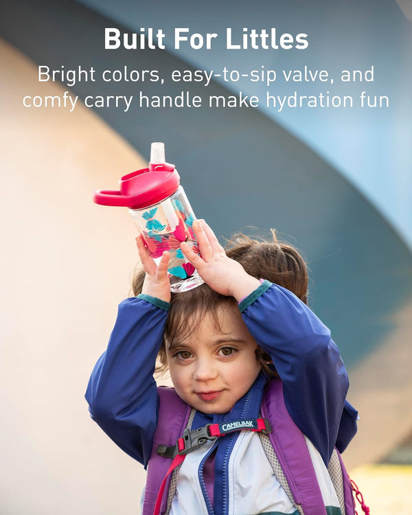 CamelBak Eddy+ Kids Water Bottle with Bite Valve Straw, Leak‑Resistant Easy Sip Design for Everyday Hydration, 14oz | Kids Airplane Bandits