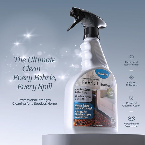 ForcefieldÃÂ® Fabric Cleaner Professional Strength, Deeply Penetrates Water Safe Fabric & Fibers of Upholstery, Clothing, Rugs & Carpeting - 22Oz
