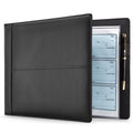 Juvale Check Binder - Black Faux Leather, 7-Ring, 14 x 10 in, Fits 600 Checks - Business Checkbook Binder & Cover with Pen Loop, Checkbook Holder