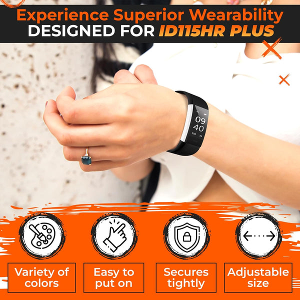 Reluen 2-Pack Bands Compatible only with ID115Plus HR - Wrist Band Fitness Watch Bands Replacement - Bands Smart Watch 5 Units in Different Colors