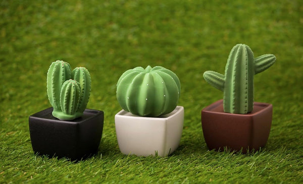 Dotti Cactus, Non-Electric Ceramic Diffusers for Essential Oils and Aromatherapy Fragrance, White Ceramic Diffusers in Car or Desk Office Decor