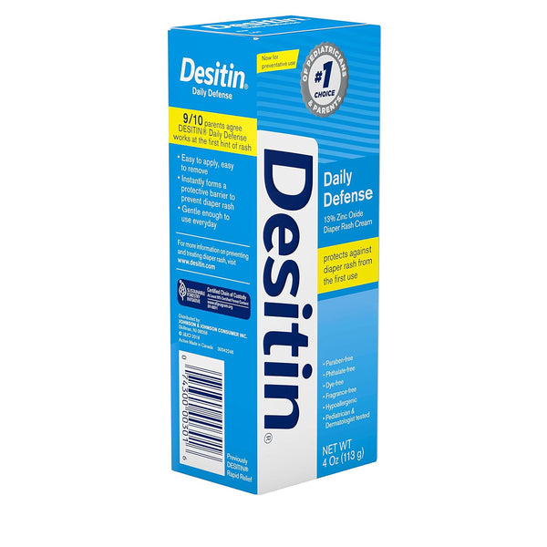 Desitin Daily Defense Baby Diaper Rash Cream with Zinc Oxide to Treat, Relieve & Prevent diaper rash, Hypoallergenic, Dye-, Phthalate- &