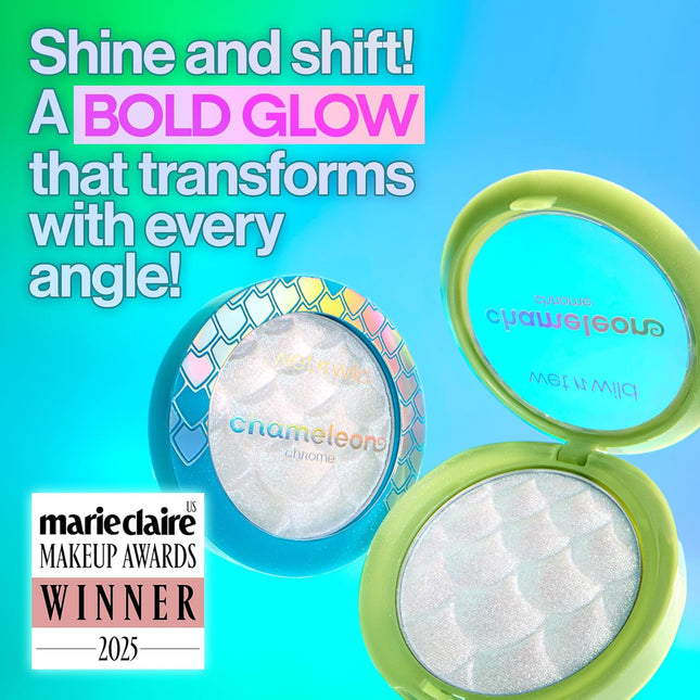 Wet N Wild Chameleon Chrome Highlighter, Dynamic Color Shift, Liquid-To-Baked Te