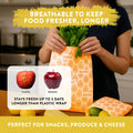 BeeBAGZ Re-Usable Airtight and Watertight Beeswax Produce Bag with Seam Stitching, Orange, 35.5 x 27.9 cm