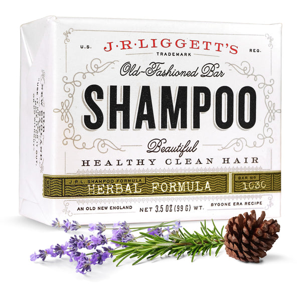J.R.LIGGETT'S Shampoo Bar Herbal Formula, All-Natural Solid Hair Cleanser, Plant-Based Dry Bar Shampoo with Antioxidant-Rich Plant Oils, Promotes
