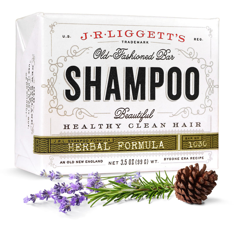 J.R.LIGGETT'S Shampoo Bar Herbal Formula, All-Natural Solid Hair Cleanser, Plant-Based Dry Bar Shampoo with Antioxidant-Rich Plant Oils, Promotes