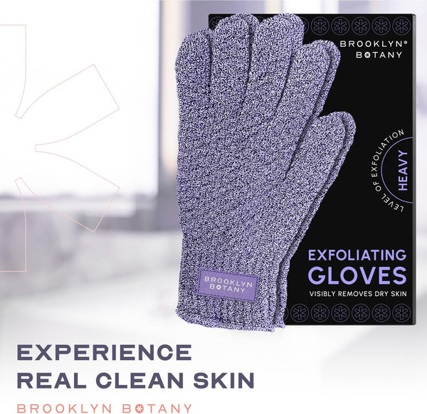 Brooklyn Botany Exfoliating Gloves for Bath and Shower Ã¢ÂÂ Heavy Duty Exfoliating Body Scrubber for Massage and Dead Skin Remover for Body