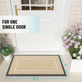 OLANLY Front Door Mat Outside 29.5x17, All-Season Heavy-Duty Rubber Doormat Beige Classic Border Rectangular 29.5" x 17"