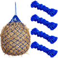 Fabbay 4 Pcs Slow Feed Hay Net Feeder Hay Bag for Horses Slow Feeder 40 Inch Length with 2 Inch Holes Hanging Horse Feed Net for Goat Cattle