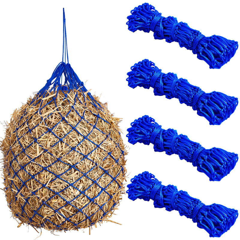 Fabbay 4 Pcs Slow Feed Hay Net Feeder Hay Bag for Horses Slow Feeder 40 Inch Length with 2 Inch Holes Hanging Horse Feed Net for Goat Cattle