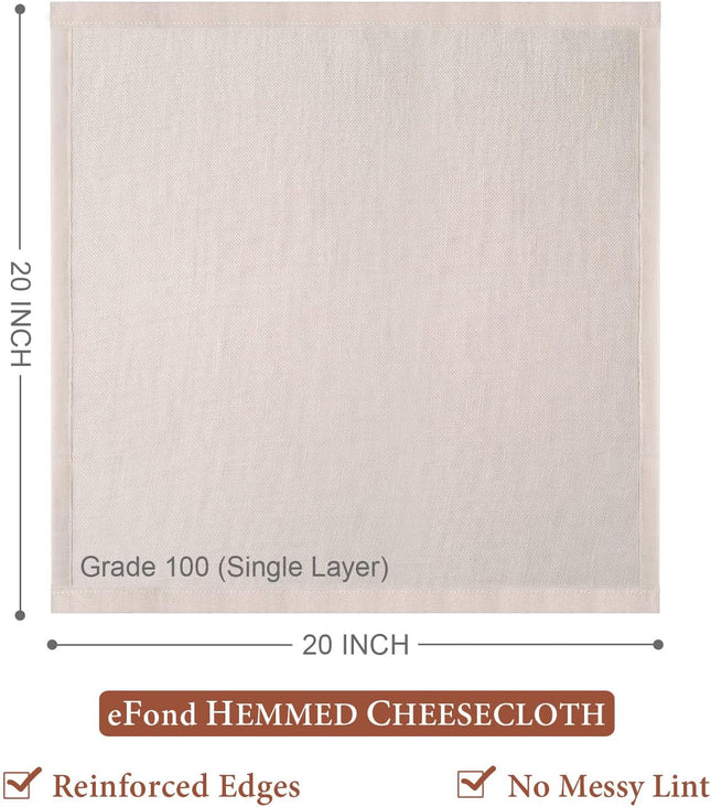 Cheese Cloths, 3PCS Precut 20X20 Inch, Grade 100 Hemmed Cheesecloth for Straining Cooking, Fine Mesh Cloth Strainer Reus