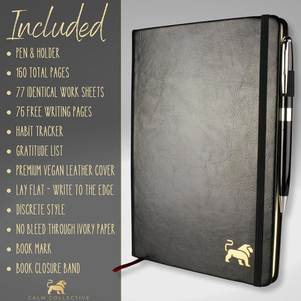 Calm Collective Guided CBT Anxiety Relief Journal Kit for Mental Health Therapy with Free Pen Included, Mindfulness Self Care Prompts, Gratitude &