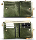 AOXONEL Womens Wallet Small Rfid Ladies Compact Bifold Leather Vintage Coin Purse With Zipper and Kiss Lock Green