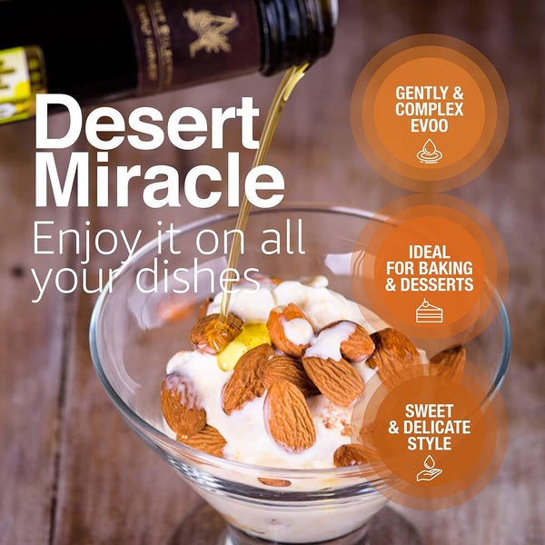 DESERTMIRACLE Cold Pressed Polyphenol Rich Moroccan Olive Oil, Organic Extra Virgin Olive Oil with High Polyphenols, First Cold Pressed EVOO from