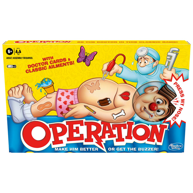 Hasbro Gaming Operation Electronic Board Game with Doctor Cards and Funny Ailmen