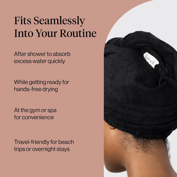 Kitsch Microfiber Hair Towel Wrap for Women - Black Black 1 Count