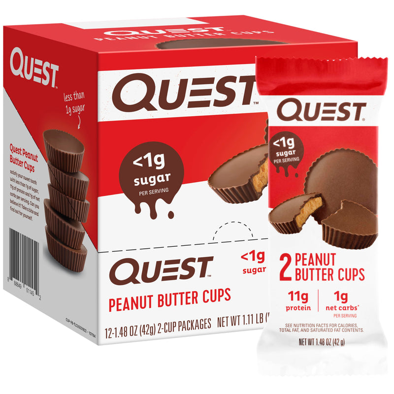 Quest Nutrition Peanut Butter Cups, 11G Protein, 1G Sugar, Low Carb, Gluten Free, Keto Friendly, 12 Count
