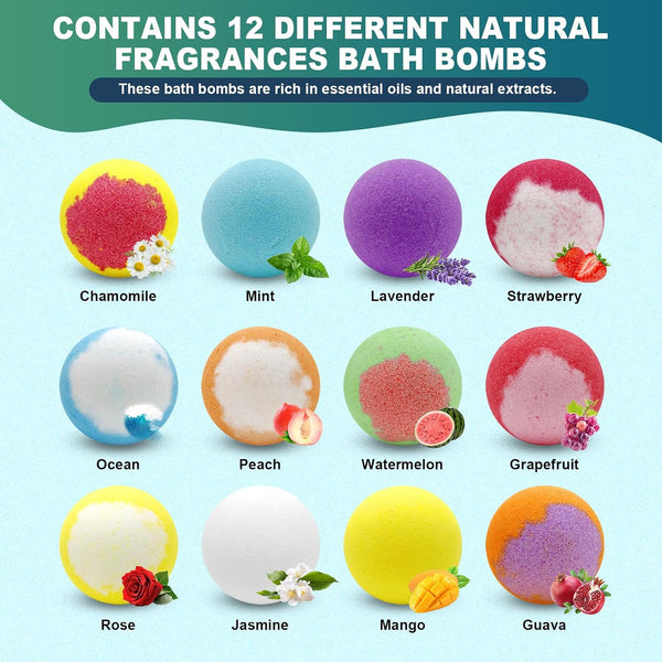 Bath Bombs Birthday Gifts for Women & Men Set, 12 Pack Handmade Natural Organic Bath Bomb with Shea Butter, Halloween Boo Basket Stuffers,
