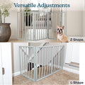Pet Gate - 3-Panel Indoor Foldable Dog Fence for Stairs, Hallways, or Doorways - 54x24-Inch Retractable Wood Freestanding Dog Gates by PETMAKER