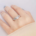 AVECON 1.35ct Princess Cut Engagement Ring 925 Sterling Silver Wedding Band Set for Women Cubic Zirconia Bridal Sets Size 5-10 Silver 8