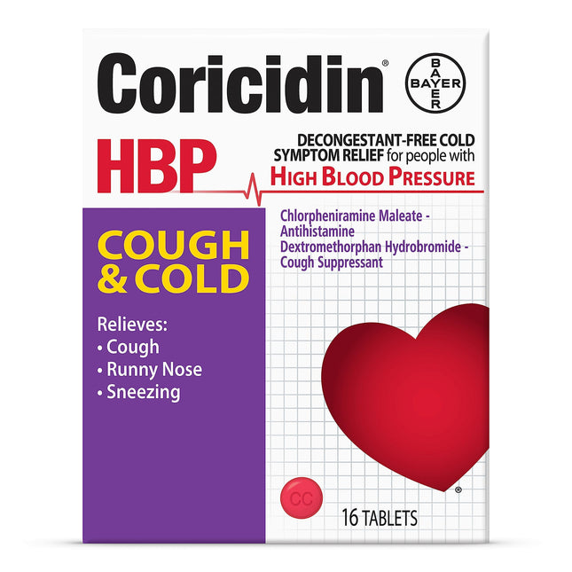 Coricidin HBP Decongestant-Free Cough and Cold Medicine - Specially Designed Rel