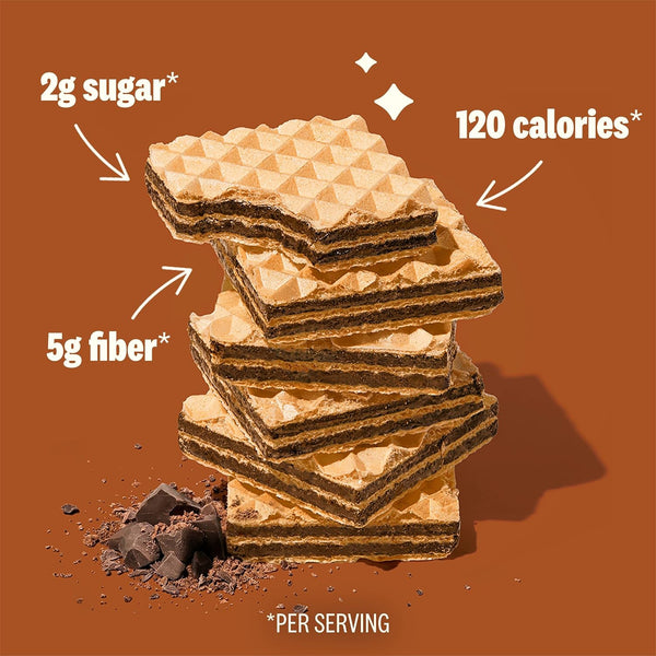 Rip Van Dark Chocolate Wafer Cookies - Healthy Snacks - Non GMO, Keto, Low Carb, Low Sugar (2g), Low Calorie and Vegan, 16 Count
