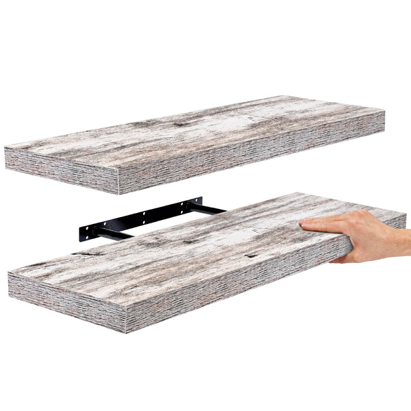 Sorbus Floating Shelves - 2 Pack 24 X 9 Inch Rustic Blue Wall Shelves for Bedroom, Kitchen, Living Room, Bathroom Shelves, Home Decor - Extra Long